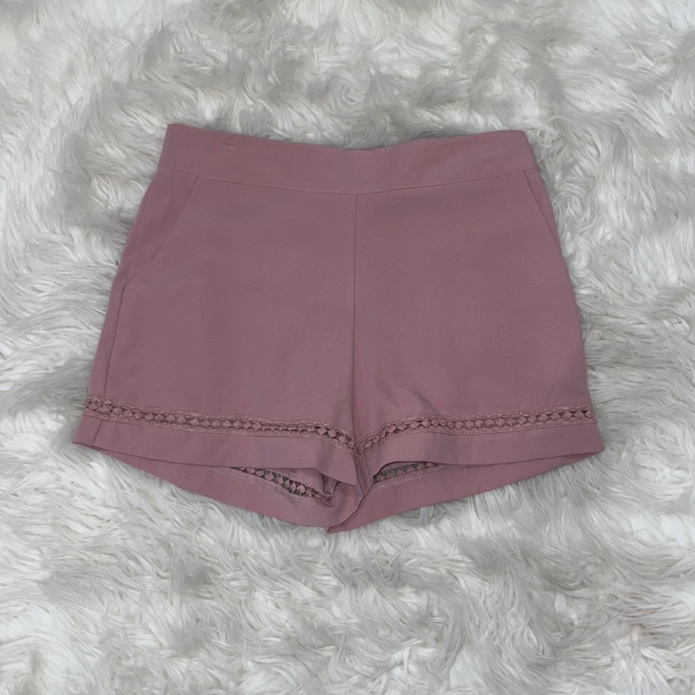 Miss V Medium Front Pockets Trim Detail Pink Shorts